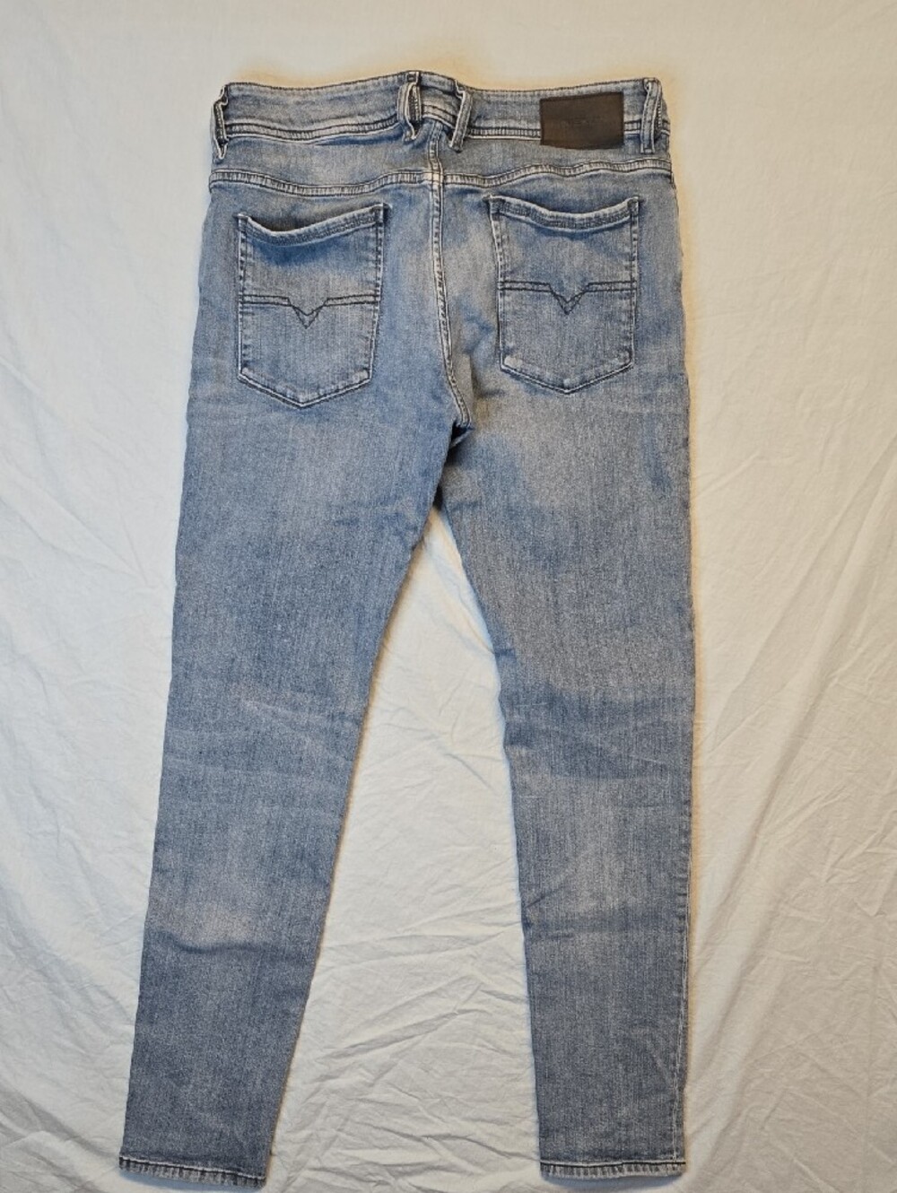Diesel Sleekner Slim Skinny Tapered Fit Light Blue Distressed Denim Jeans - Picture 13 of 15